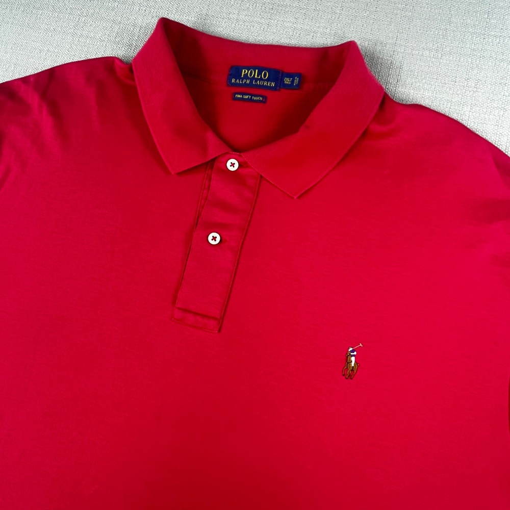Polo Ralph Lauren Polo Shirt Mens 2XLT Red Pima Soft Touch Short Sleeve Pony